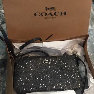 Coach F39656 Star Glitter Crossbody black Clutch